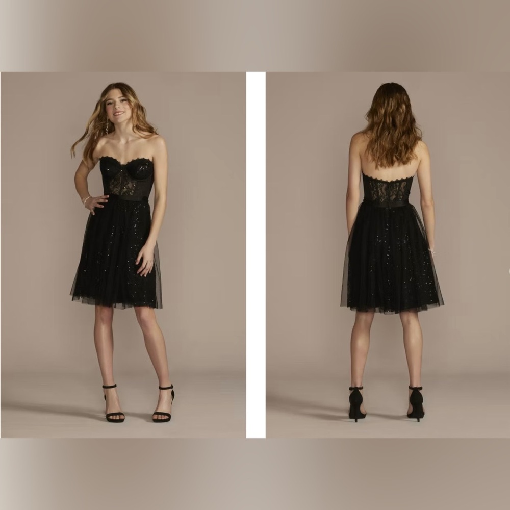 JULES AND CLEO Sweetheart Strapless Sparkle Lace and Tulle Corset Dress Size 20 - Picture 4 of 15